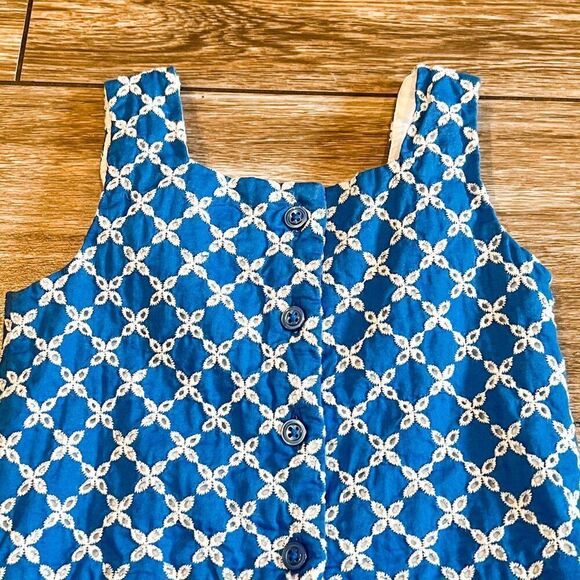 Janie and Jack Blue White Eyelet Bow Romper Size 18-24M - Picture 4 of 5